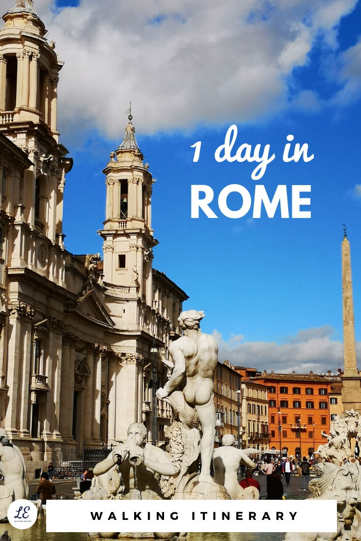 Photo of Piazza Navona with 1 day in Rome text overlay