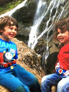 My children during our visit to Powerscourt waterfall wicklow