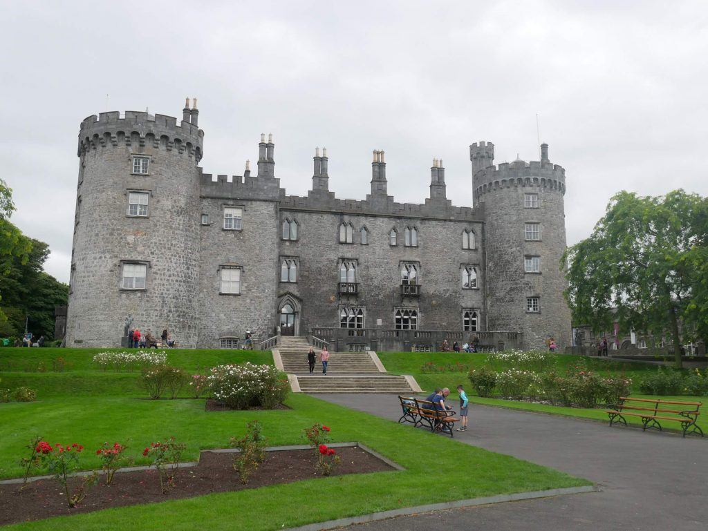 Kilkenny castle, front view with lawns and turrets
