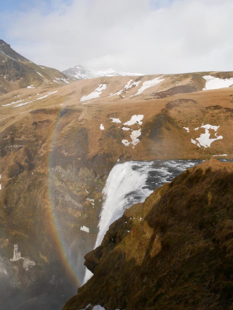 waterfall in Iceland with rainbow
