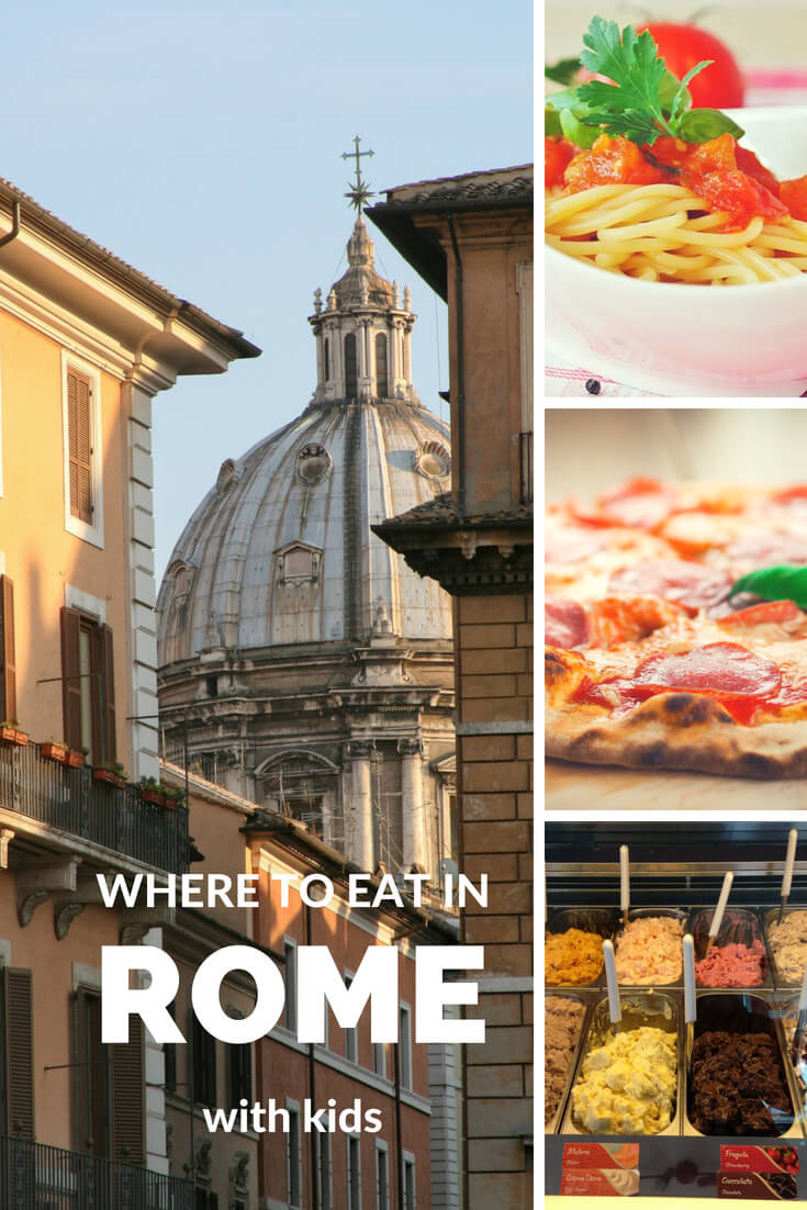 Our expert guide to family friendly restaurants in Rome with tips on where to eat in Rome with kids for lunch and dinner and get gorgeous food in a kid-friendly environment #rome #italy #food 