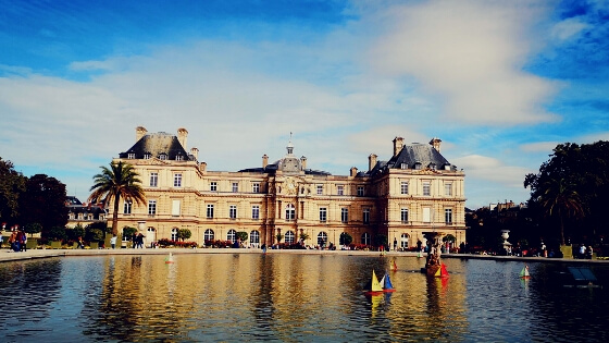 Luxembourg Gardens Paris with pot in front with colorful toy boats