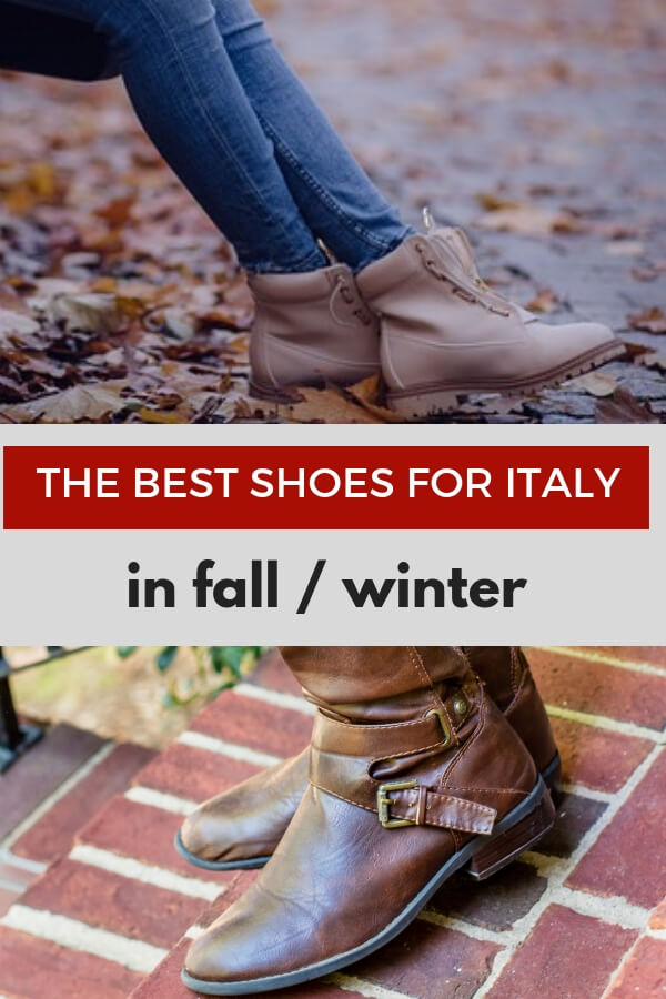The best shoes for Italy in fall and winter month are those who keep you comfortable, stylish and protected from the rain such as these ankle boots or taller knee boots