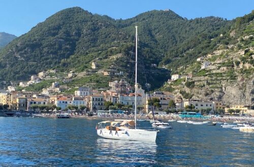 view of Minori amalfi coast from the water
