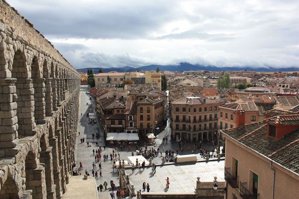 Segovia Spain view of the roman aqueduct