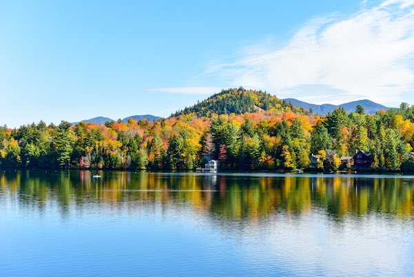 Adirondack view with lake and fall foliage