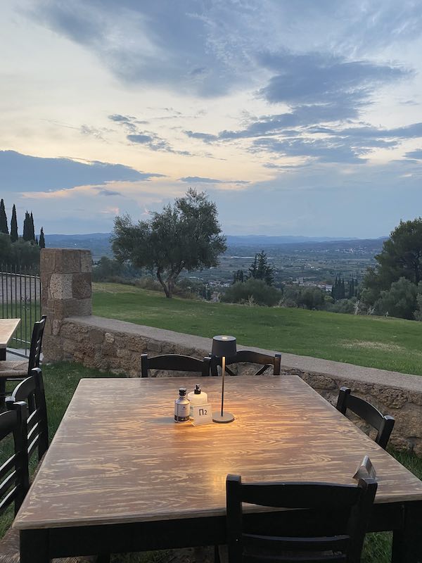 Restaurtant in the mountains, evening, Greece