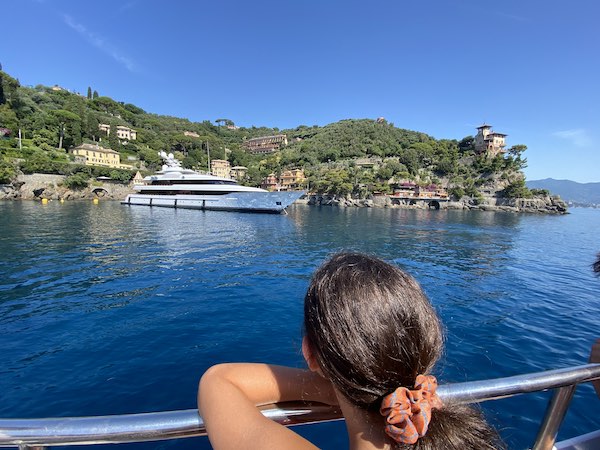 This is my daughter on a boat in Liguria, Italy