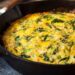spinach and feta frittata in a skillet