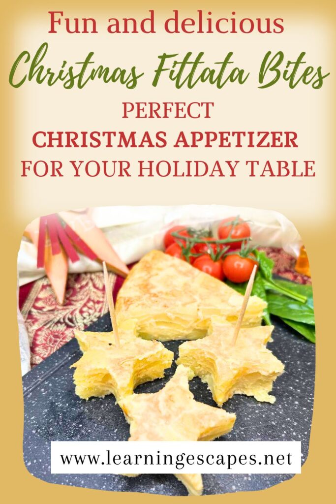 my cute and fun star shaped frittata bites with text" fun and delicious Christmas frittata bites, perfect Christmas appetizer for your holiday table
